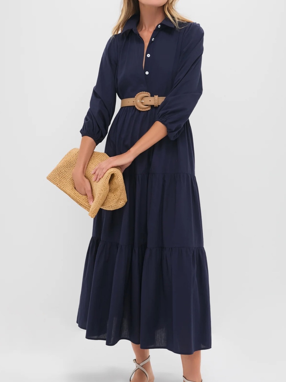Pomander Place Tuckernuck Navy Blue Cotton Mabel Maxi Dress